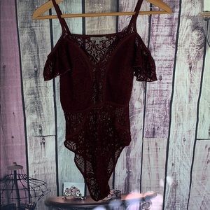 Charlotte Russe Burgundy lace bodysuit